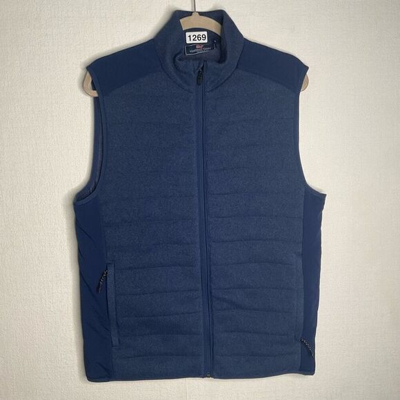 VINEYARD VINES Vest size Small S Men's Blue Fleece‎ Full Zip Up Quilted HighNeck - Picture 1 of 7
